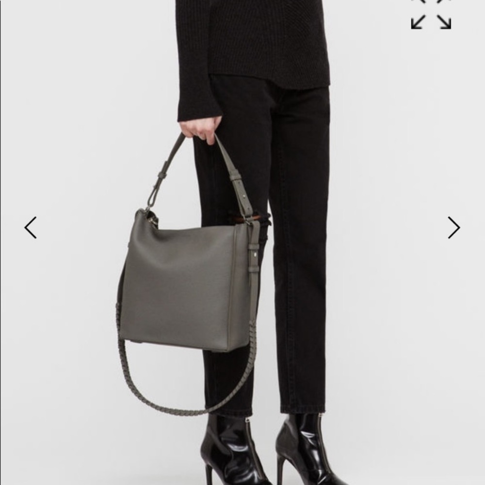 ALLSAINTS Kita Pebbled Leather Crossbody in storm gray